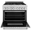 ZLINE 36" 4.6 cu. ft. Electric Oven and Gas Cooktop Dual Fuel Range with Griddle in Fingerprint Resistant Stainless - RAS-SN-GR-36