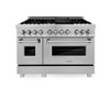 ZLINE 48" 6.0 cu. ft. Electric Oven and Gas Cooktop Dual Fuel Range with Griddle in Fingerprint Resistant Stainless - RAS-SN-GR-48