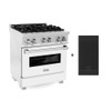ZLINE 30" 4.0 cu. ft. Electric Oven and Gas Cooktop Dual Fuel Range with Griddle and White Matte Door in Fingerprint Resistant Stainless - RAS-WM-GR-30