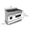 ZLINE 48" 6.0 cu. ft. Electric Oven and Gas Cooktop Dual Fuel Range with Griddle and White Matte Door in Fingerprint Resistant Stainless - RAS-WM-GR-48