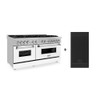 ZLINE 60" 7.4 cu. ft. Electric Oven and Gas Cooktop Dual Fuel Range with Griddle and White Matte Door in Fingerprint Resistant Stainless - RAS-WM-GR-60