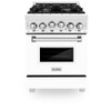 ZLINE 24" 2.8 cu. ft. Gas Oven and Gas Cooktop Range with Griddle and White Matte Door in Stainless Steel - RG-WM-GR-24
