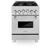 ZLINE 24" 2.8 cu. ft. Gas Oven and Gas Cooktop Range with Griddle and Brass Burners in Fingerprint Resistant Stainless Steel - RGS-SN-BR-GR-24