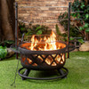 Deko Living 33 Inch Diameter Outdoor Steel Woodburning Fire Pit Grill & Rotisserie - COB10505