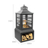 Deko Living 26" Square Outdoor Steel Woodburning Fireplace with Cooking Grill & Log Storage Compartment - COB10507