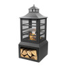 Deko Living 26" Square Outdoor Steel Woodburning Fireplace with Cooking Grill & Log Storage Compartment - COB10507