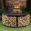 Deko Living 38 Inch Diameter Outdoor Steel Woodburning  Fire Pit with Log Storage - COB10509