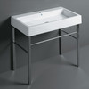 Whitehaus Britannia Large Rectangular Sink Console With Front Towel Bar And Single Faucet Hole Drill - B-U90-DUCG1-A09-1