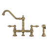 Whitehaus Vintage Iii Plus Bridge Faucet With Long Traditional Swivel Spout, Lever Handles And Solid Brass Side Spray - WHKBTLV3-9201-NT-AB
