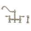 Whitehaus Vintage Iii Plus Bridge Faucet With Long Traditional Swivel Spout, Lever Handles And Solid Brass Side Spray - WHKBTLV3-9201-NT-BN