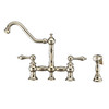 Whitehaus Vintage Iii Plus Bridge Faucet With Long Traditional Swivel Spout, Lever Handles And Solid Brass Side Spray - WHKBTLV3-9201-NT-PN