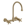 Whitehaus Vintage Iii Plus Wall Mount Faucet With A Long Gooseneck Swivel Spout - WHKWCR3-9301-NT-AB