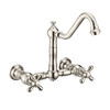 Whitehaus Vintage Iii Plus Wall Mount Faucet With A Long Gooseneck Swivel Spout - WHKWCR3-9402-NT-PN