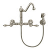 Whitehaus Vintage Iii Plus Wall Mount Faucet With A Long Gooseneck Swivel Spout - WHKWLV3-9402-NT-BN