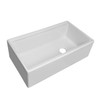 Whitehaus 33" Reversible Single Bowl Fireclay Sink Set With A Smooth Front Apron, Walnut Wood Cutting Board And Stainless Steel Grid - WHLW3319