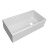 Whitehaus 36" Reversible Single Bowl Fireclay Sink Set With A Smooth Front Apron, Walnut Wood Cutting Board And Stainless Steel Grid - WHLW3619