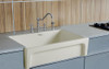 Whitehaus Glencove Fireclay 30" Reversible Sink With Elegant Beveled Front Apron On One Side - WHQ5530-BISCUIT