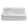 Whitehaus Heritage Front Apron Single Bowl Fireclay Sink With Integral Drainboard And High Backsplash - WHQD4220-WHITE