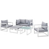 Modway Fortuna 6 Piece Outdoor Patio Sectional Sofa Set EEI-1723-WHI-GRY-SET White Gray