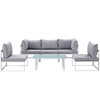 Modway Fortuna 6 Piece Outdoor Patio Sectional Sofa Set EEI-1726-WHI-GRY-SET White Gray