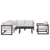 Modway Fortuna 7 Piece Outdoor Patio Sectional Sofa Set EEI-1733-BRN-WHI-SET Brown White