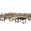 Modway Fortuna 8 Piece Outdoor Patio Sectional Sofa Set EEI-1735-BRN-MOC-SET Brown Mocha