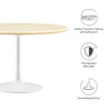 Modway Lippa 48" Round Artificial Travertine Dining Table - EEI-6754-WHI-TRA