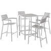 Modway Maine 5 Piece Outdoor Patio Bar Set EEI-1755-WHI-LGR-SET White Light Gray