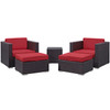 Modway Convene 5 Piece Outdoor Patio Sectional Set EEI-1809-EXP-RED-SET Espresso Red