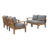 Modway Marina 4 Piece Outdoor Patio Teak Set EEI-1818-NAT-GRY-SET Natural Gray