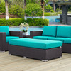 Modway Convene Outdoor Patio Fabric Rectangle Ottoman EEI-1847-EXP-TRQ Espresso Turquoise