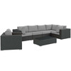 Modway Sojourn 7 Piece Outdoor Patio Sunbrella® Sectional Set EEI-1878-CHC-GRY-SET Canvas Gray