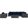 Modway Sojourn 7 Piece Outdoor Patio Sunbrella® Sectional Set EEI-1878-CHC-NAV-SET Canvas Navy