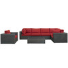 Modway Sojourn 7 Piece Outdoor Patio Sunbrella® Sectional Set EEI-1878-CHC-RED-SET Canvas Red