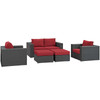 Modway Sojourn 5 Piece Outdoor Patio Sunbrella® Sectional Set EEI-1879-CHC-RED-SET Canvas Red