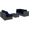 Modway Sojourn 5 Piece Outdoor Patio Sunbrella® Sectional Set EEI-1882-CHC-NAV-SET Canvas Navy