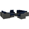 Modway Sojourn 10 Piece Outdoor Patio Sunbrella® Sectional Set EEI-1888-CHC-NAV-SET Canvas Navy