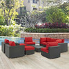 Modway Sojourn 10 Piece Outdoor Patio Sunbrella® Sectional Set EEI-1888-CHC-RED-SET Canvas Red