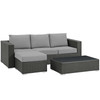 Modway Sojourn 3 Piece Outdoor Patio Sunbrella® Sectional Set EEI-1889-CHC-GRY-SET Canvas Gray