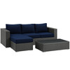 Modway Sojourn 3 Piece Outdoor Patio Sunbrella® Sectional Set EEI-1889-CHC-NAV-SET Canvas Navy