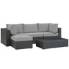 Modway Sojourn 5 Piece Outdoor Patio Sunbrella® Sectional Set EEI-1890-CHC-GRY-SET Canvas Gray