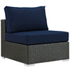 Modway Sojourn 5 Piece Outdoor Patio Sunbrella® Sectional Set EEI-1890-CHC-NAV-SET Canvas Navy