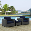 Modway Sojourn 3 Piece Outdoor Patio Sunbrella® Sectional Set EEI-1891-CHC-NAV-SET Canvas Navy