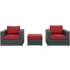 Modway Sojourn 3 Piece Outdoor Patio Sunbrella® Sectional Set EEI-1891-CHC-RED-SET Canvas Red