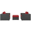 Modway Sojourn 3 Piece Outdoor Patio Sunbrella® Sectional Set EEI-1891-CHC-RED-SET Canvas Red