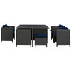 Modway Sojourn 9 Piece Outdoor Patio Sunbrella® Dining Set EEI-1946-CHC-NAV-SET Canvas Navy