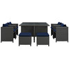 Modway Sojourn 9 Piece Outdoor Patio Sunbrella® Dining Set EEI-1946-CHC-NAV-SET Canvas Navy