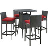 Modway Sojourn 5 Piece Outdoor Patio Sunbrella® Pub Set EEI-1967-CHC-RED-SET Canvas Red