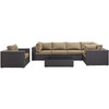 Modway Convene 7 Piece Outdoor Patio Sectional Set EEI-2157-EXP-MOC-SET Espresso Mocha