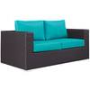 Modway Convene 9 Piece Outdoor Patio Sofa Set EEI-2161-EXP-TRQ-SET Espresso Turquoise